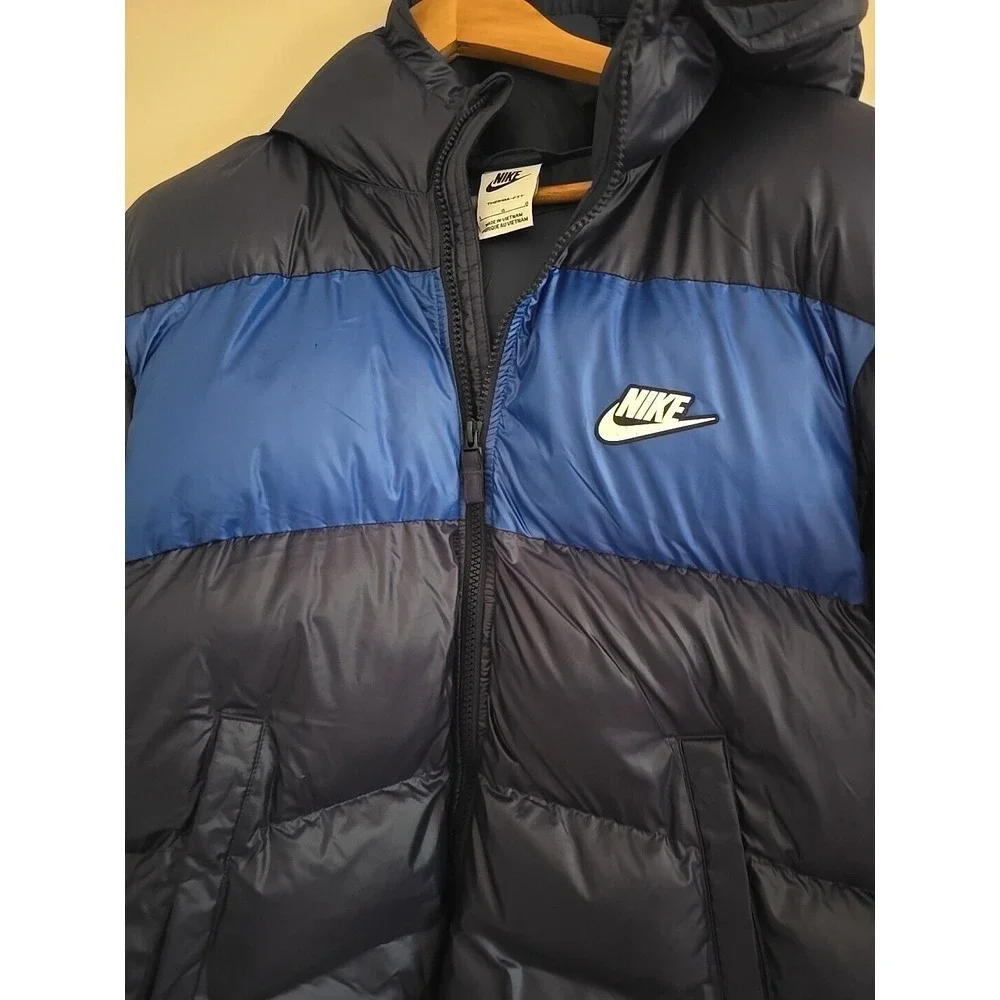 Nike Coat Sportswear Loose Padded Hooded Jacket Blue Therma-FIT Big Kids Size LG